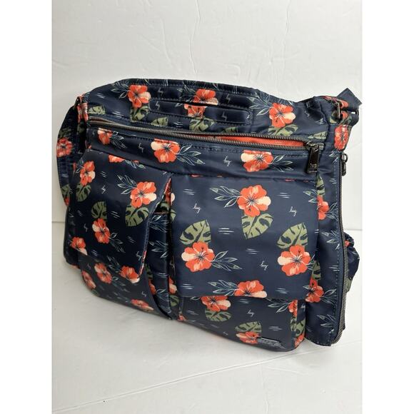 Lug Happy Camper Aloha Navy Blue/ Floral Messenger Travel Crossbody Shoulder Bag - Picture 11 of 16